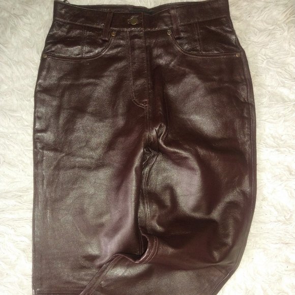 Marie Claire brown leather pants - Picture 2 of 6